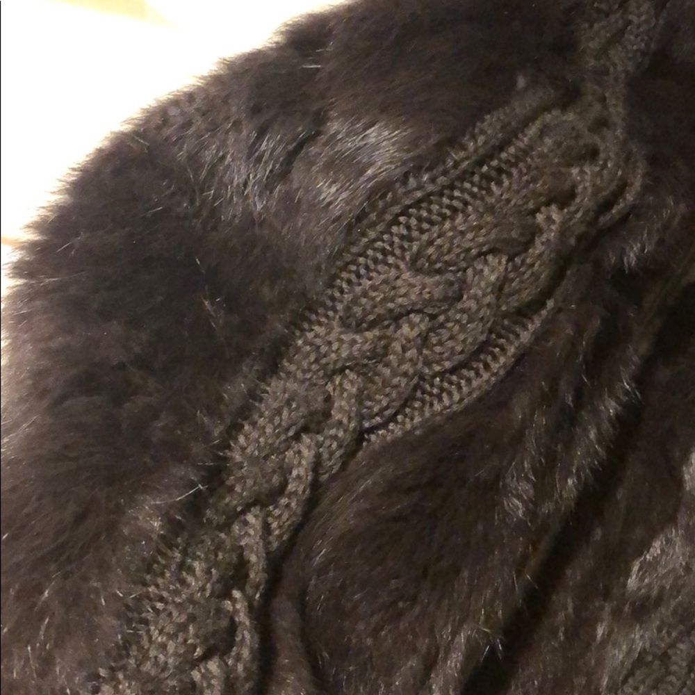 Rabbit Fur knit vest with leather detailing